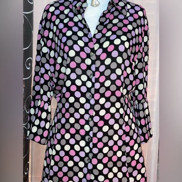 Emma James Tops - Emma James Women’s Size 18 polka dot blouse sheer mother-of-pearl buttons EUC!
